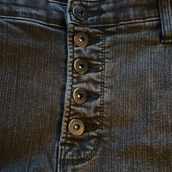 Torrid Sky High Skinny distressed ripped raw hem button fly black jeans Sz 22S - Picture 11 of 12